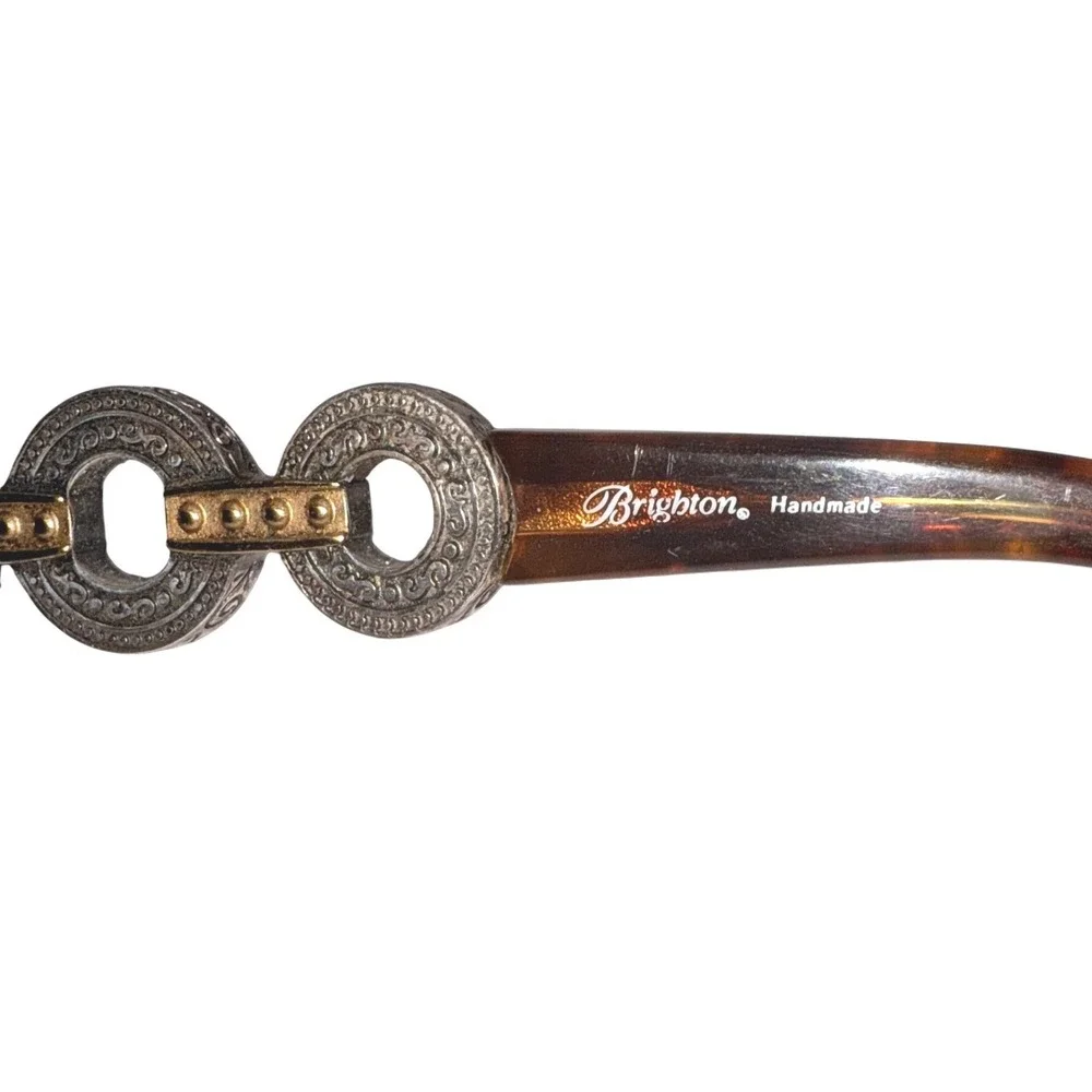 Brighton Central Park Tortoise Sunglasses Ornate Metal Link Temples A11267 Brown
